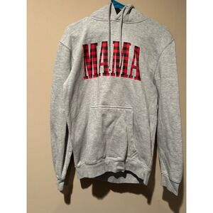 Lane Seven Mama Hoodie Buffalo Plaid Red Black Graphic Pullover Sweatshirt M
